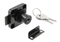 Замок мебельный №138 с планкой, простой (металлический) ключ. черный(12) GTV