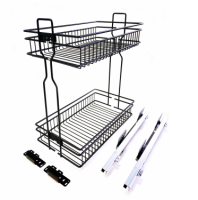 19344 Бутылочница 2 уровня 300мм скрытый монтаж с доводчиком Правая, черный