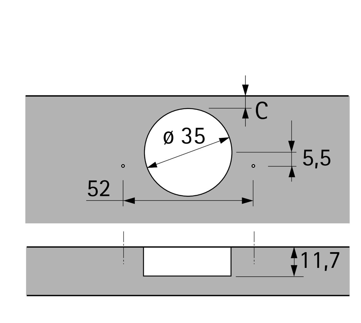 Петля Intermat 9943, угол 110гр, чашка TH42 D35, средняя стенка, B3 ...