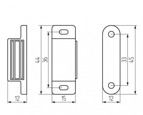 Защелка магнитная одинарная черная
