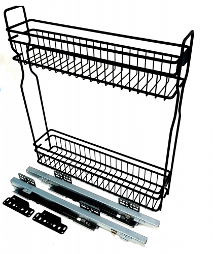 Бутылочница 2 уровня 100мм(база150) бок/креп, напр.скрыт монтажа, правая с доводчиком, черный