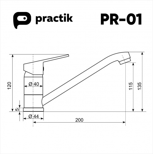 Смеситель Practik PR-01-004 черный оникс