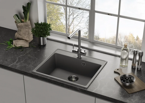 Мойка Ulgran QUARTZ FORTE 580-02, квадрат 580*500, лён