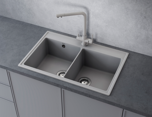 Мойка Ulgran Quartz Ruma 780 двухчашевая -07 Уголь