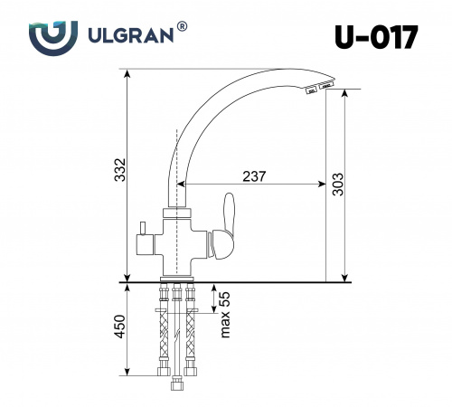 Смеситель Ulgran U-017-344, ультра-черный