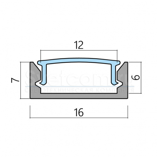 Профиль накладной  16*7*3000 Черный матовый, ком-т с матовым экраном(23847)