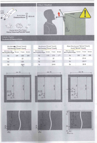 Slim Mech  A (выс.200-600мм) подъем.механизм, никель (с креплением фасада/корпуса) Samet