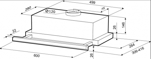 Вытяжка KRONA KAMILA SLIM 600 black/inox (1мотор) черный/нерж