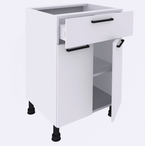 Нижний шкаф кухонный 600 мм с 1 ящиком с фасадами ЛДСП (Белый)