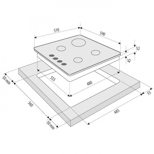 Газ.поверхность KRONA  ORTICA 60 BL черный