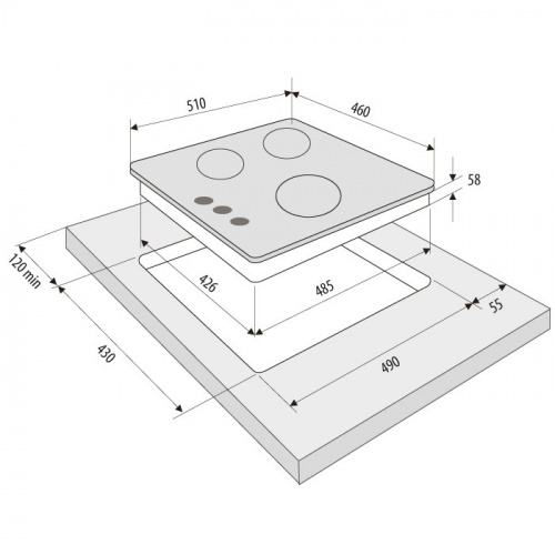 Газ.поверхность KRONA  ANIMA 45 IV слоновая кость