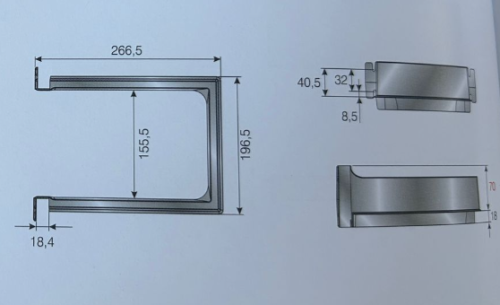 U-образный квадратный пластиковый ограничитель для сифонов, Н-70мм Антрацит