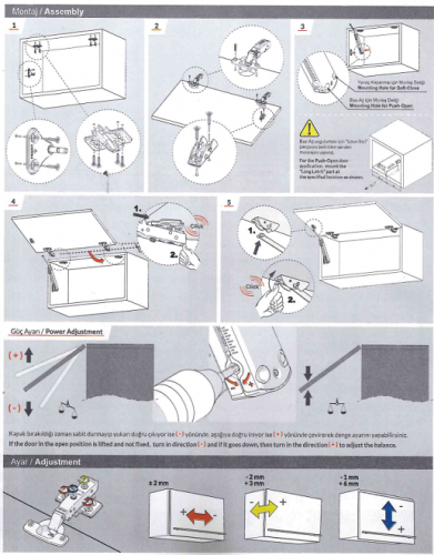 Slim Mech  A (выс.200-600мм) подъем.механизм, никель (с креплением фасада/корпуса) Samet