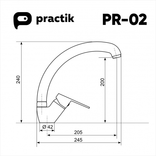 Смеситель Practik PR-02-004 черный оникс