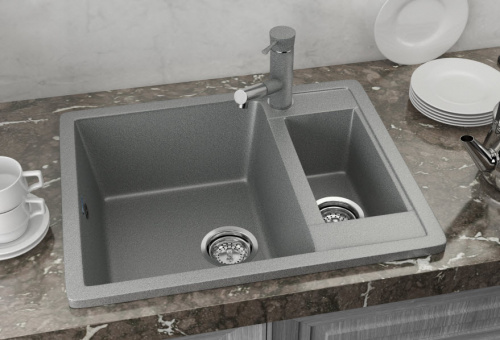 Мойка Ulgran U-106-302, квадрат/доп.чаша 600*485, песочный