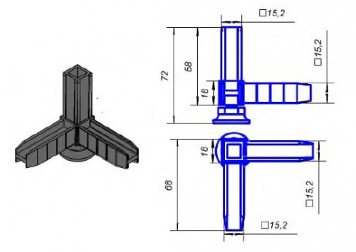 LK3RH-10 Коннектор 3 с регулируемой опорой, черный Найди