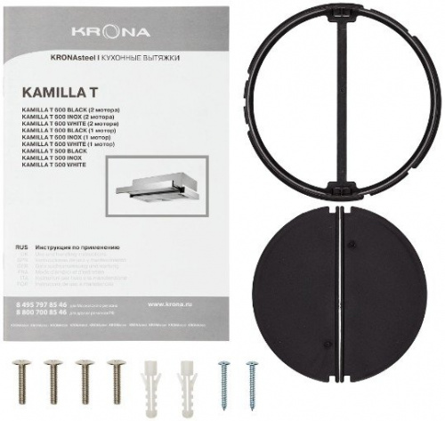 Вытяжка KRONA KAMILLA Т 600 BLACK черный (1 мотор) (отдельно приобретается фильтр угольный тип TN ()