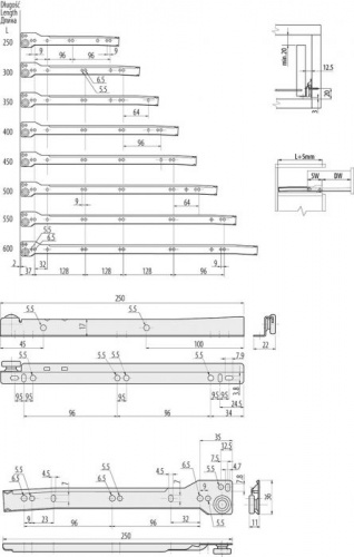 Направляющие роликовые L = 300 мм CH