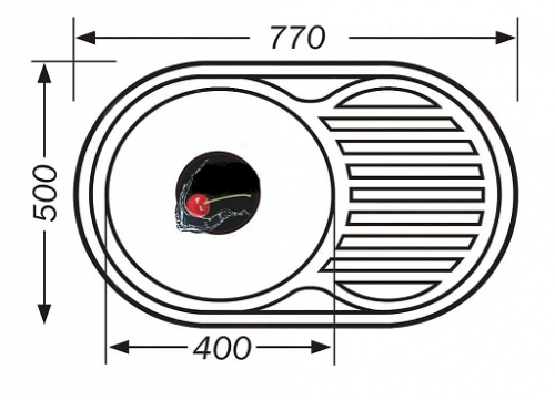 Мойка врезная SKL 7750 ECO 0,6мм/160, матовая  левая (20)